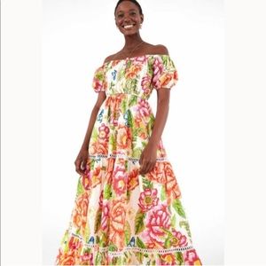 FARM Rio Vintage Floral Print Off the Shoulder Maxi Dress with Pockets
